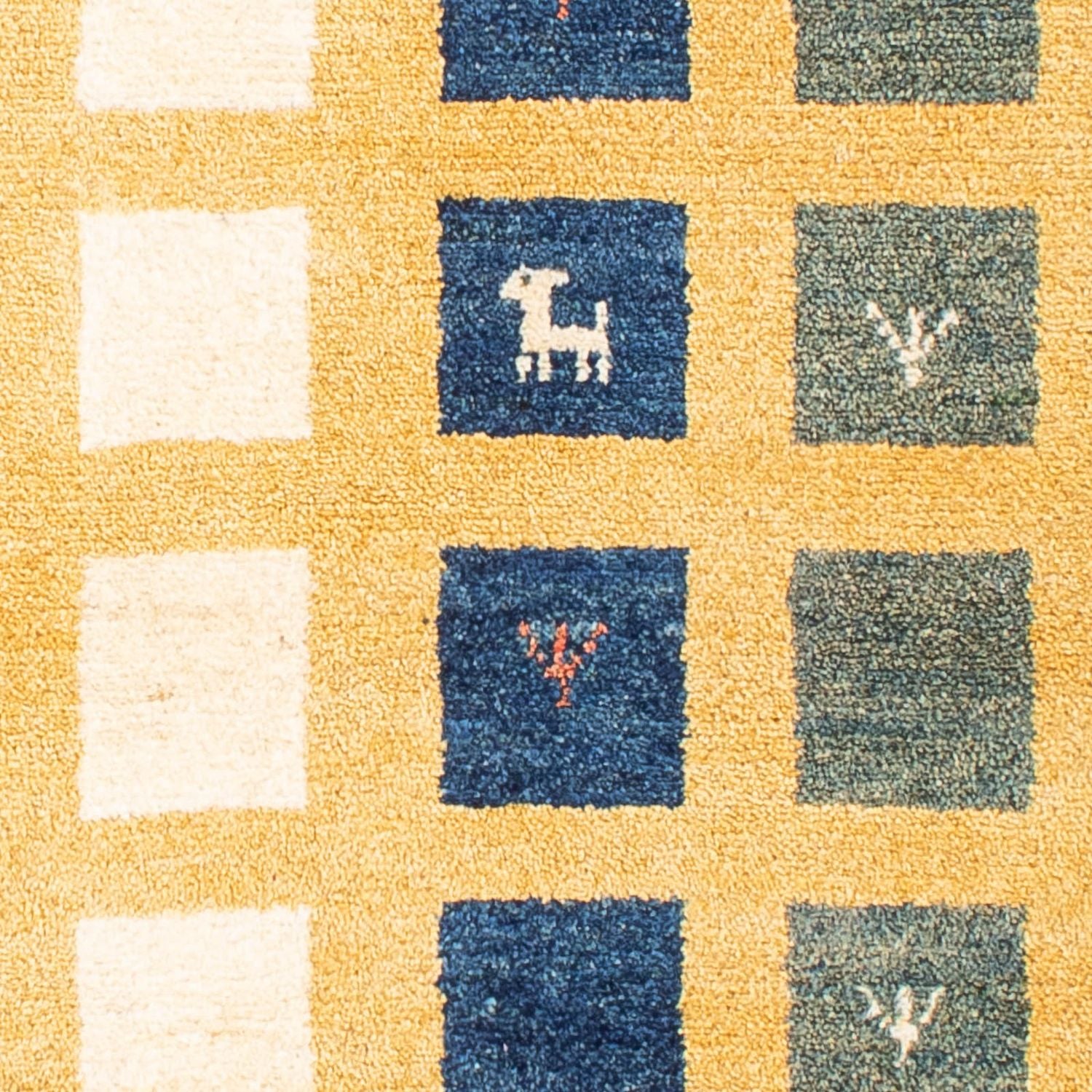Tapis Gabbeh - Loribaft Persan - 118 x 84 cm - jaune moutarde
