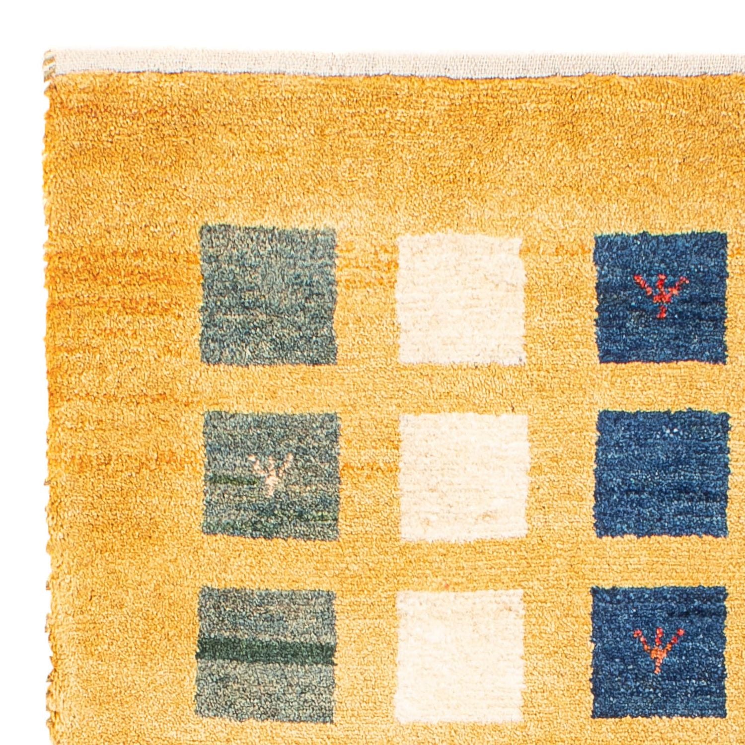 Tapis Gabbeh - Loribaft Persan - 118 x 84 cm - jaune moutarde
