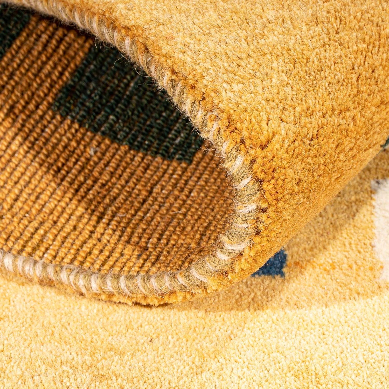 Tapis Gabbeh - Loribaft Persan - 118 x 84 cm - jaune moutarde