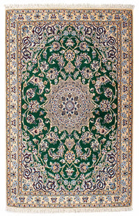 Tapis persan - Nain - Royal - 148 x 101 cm - vert foncé