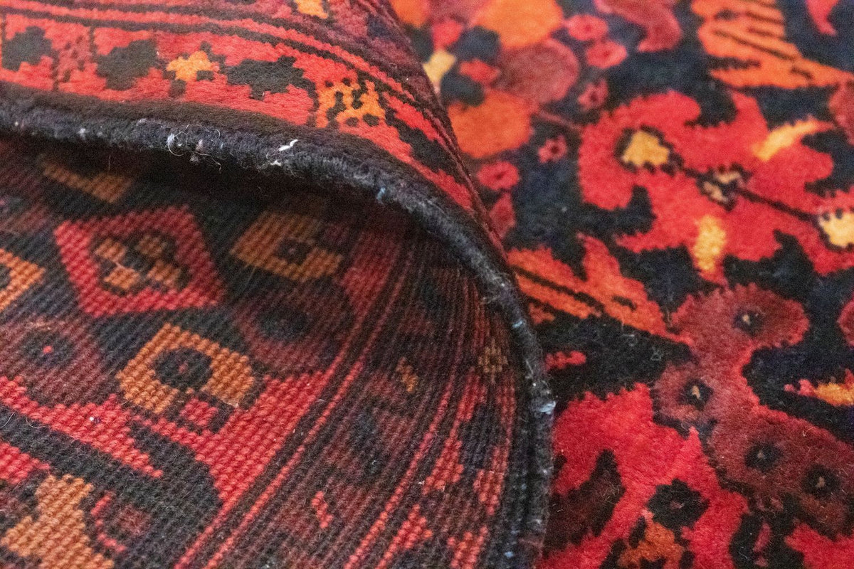 Tapis de couloir Tapis afghan - Kunduz - 213 x 102 cm - rouge