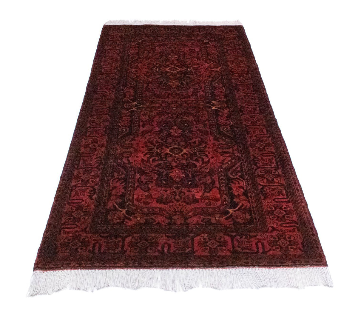 Tapis de couloir Tapis afghan - Kunduz - 213 x 102 cm - rouge