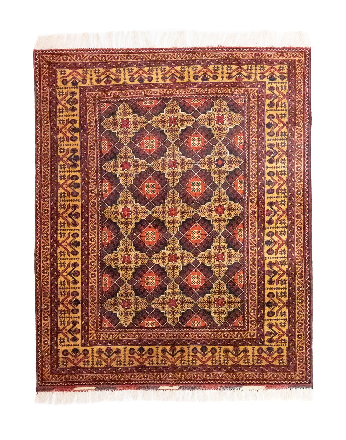 Tapis afghan - 195 x 153 cm - marron