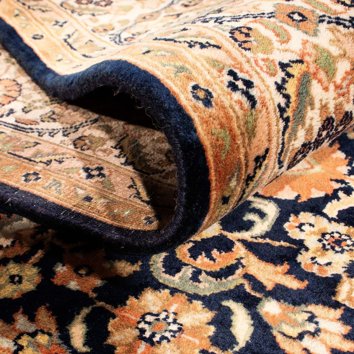 Tapis oriental - Keshan - Indus - 230 x 168 cm - bleu foncé