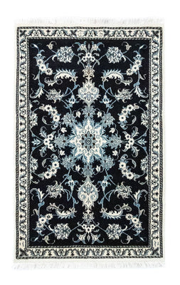 Tapis persan - Nain - 131 x 90 cm - bleu foncé