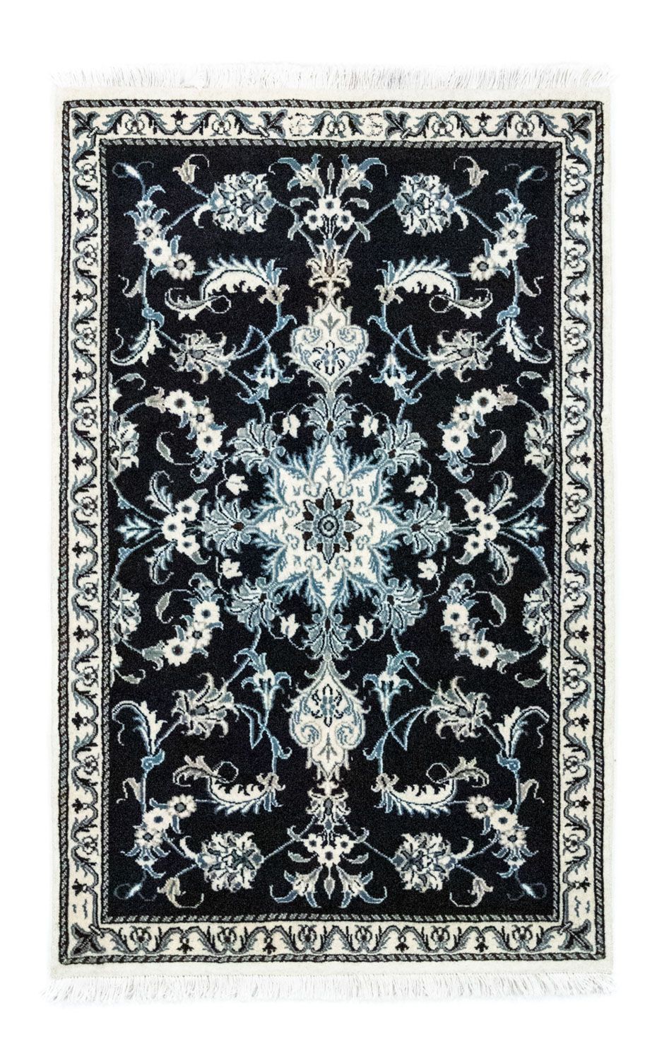 Tapis persan - Nain - 131 x 90 cm - bleu foncé