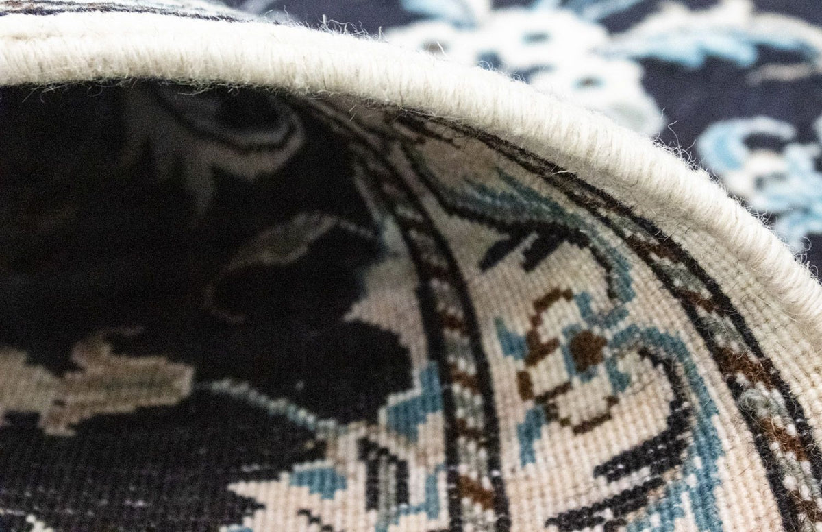 Tapis persan - Nain - 131 x 90 cm - bleu foncé