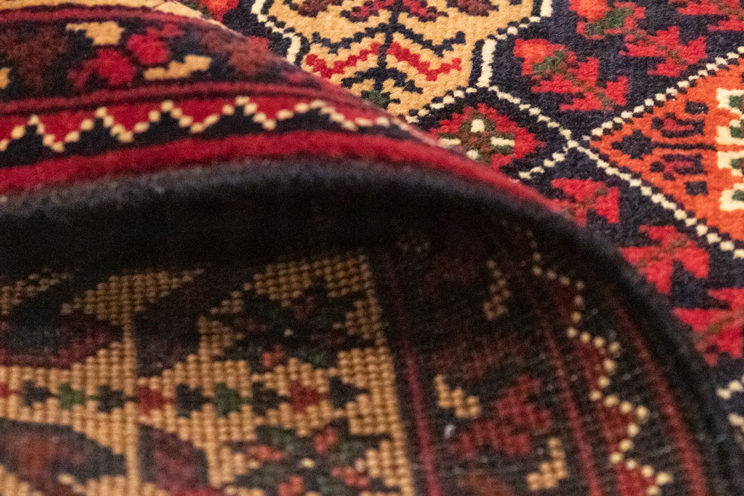 Tapis afghan - 150 x 100 cm - bleu