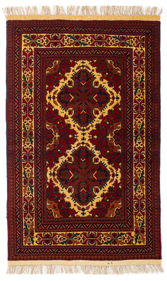 Tapis afghan - 145 x 93 cm - rouge foncé