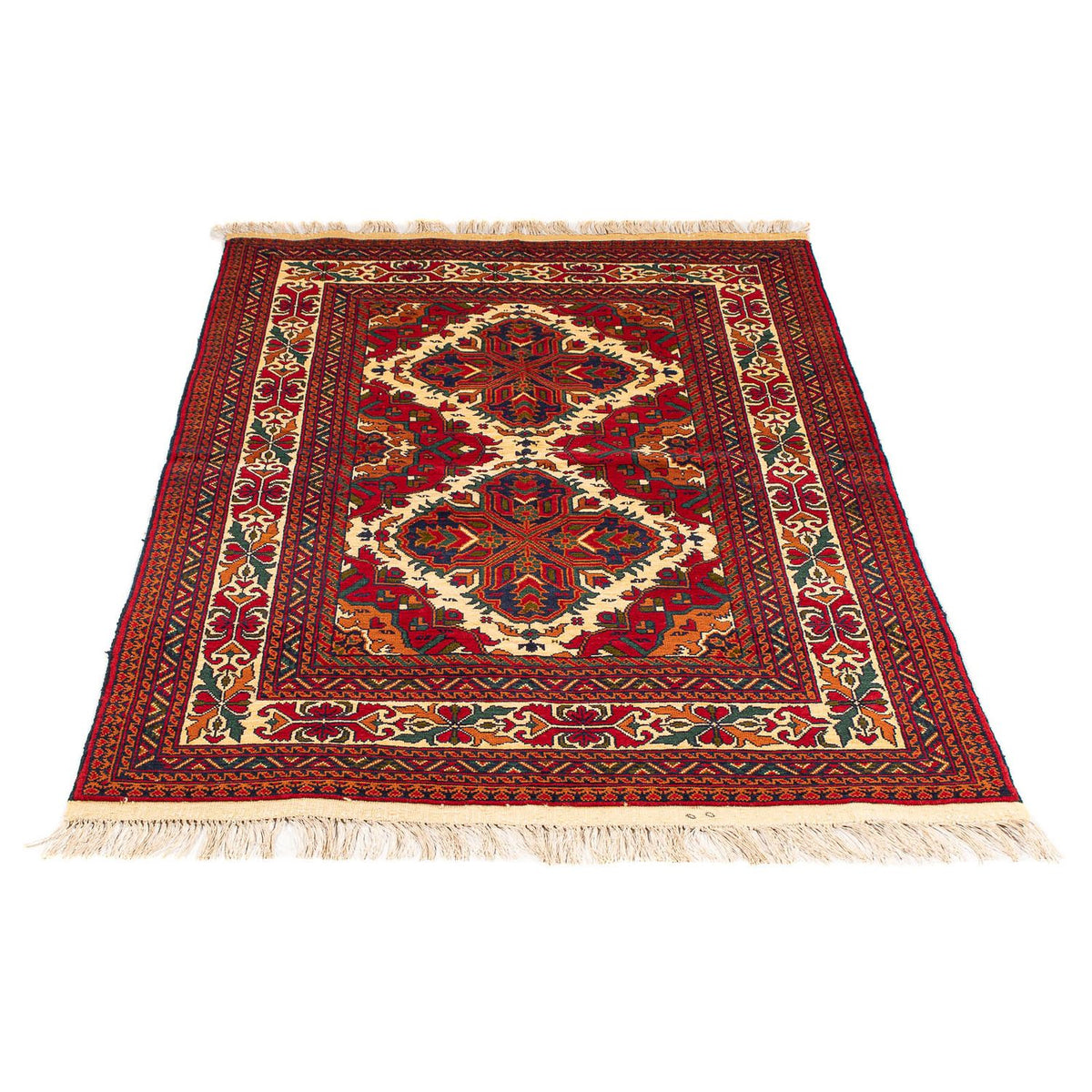 Tapis afghan - 145 x 93 cm - rouge foncé