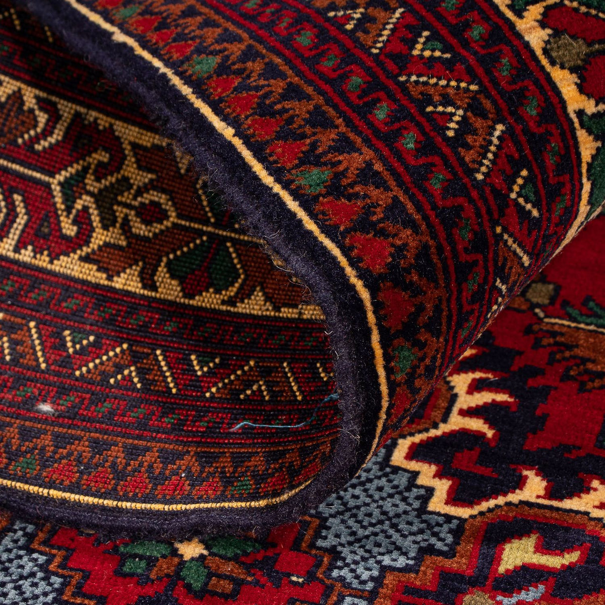 Tapis afghan - 145 x 93 cm - rouge foncé