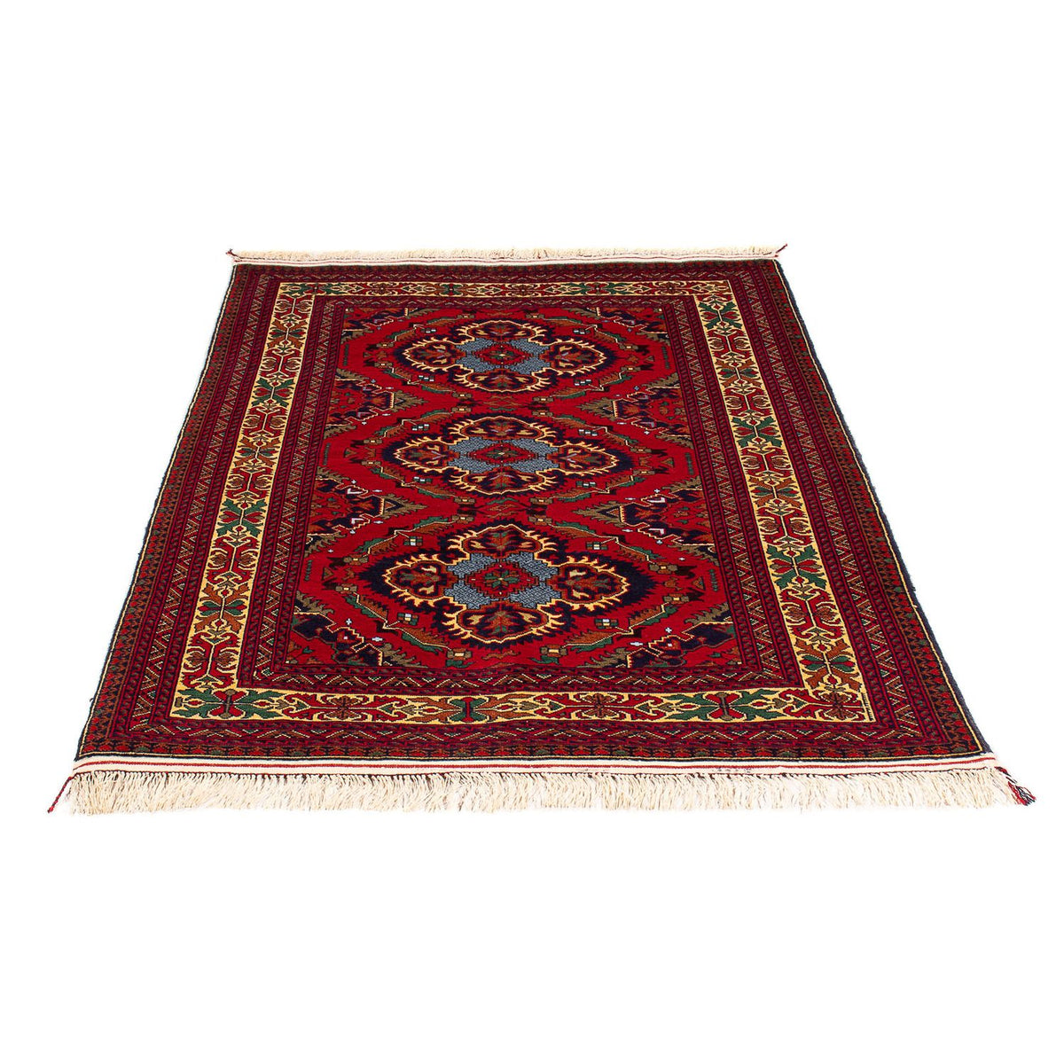 Tapis afghan - 145 x 93 cm - rouge foncé