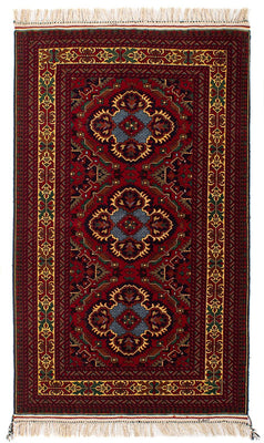 Tapis afghan - 145 x 93 cm - rouge foncé