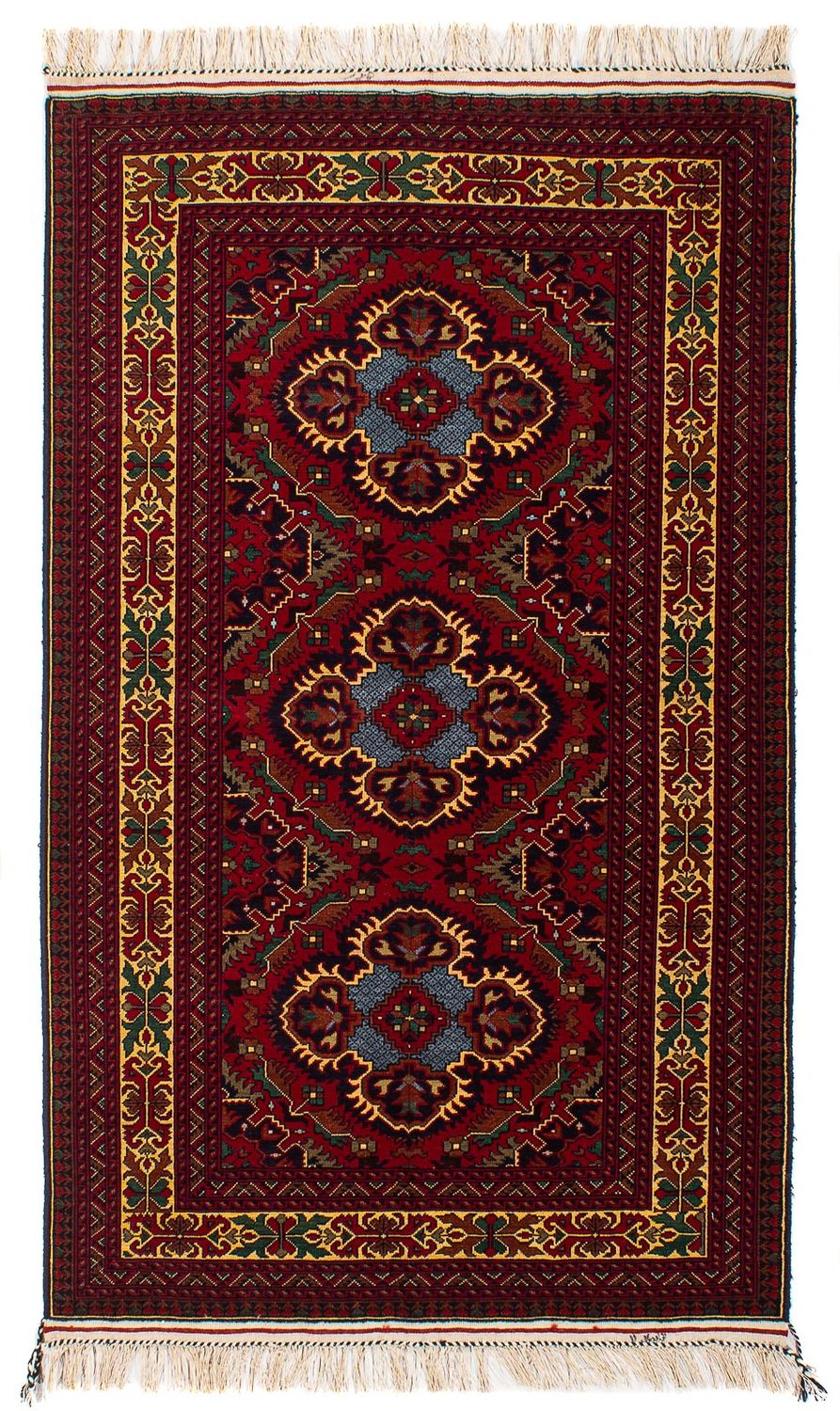 Tapis afghan - 145 x 93 cm - rouge foncé