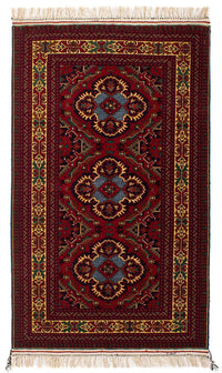 Tapis afghan - 145 x 93 cm - rouge foncé