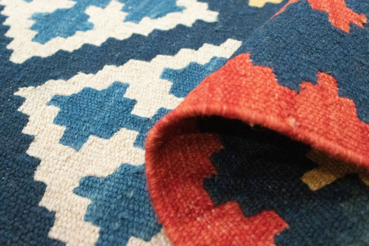 Tapis de couloir Tapis Kelim - Oriental - 204 x 70 cm - bleu