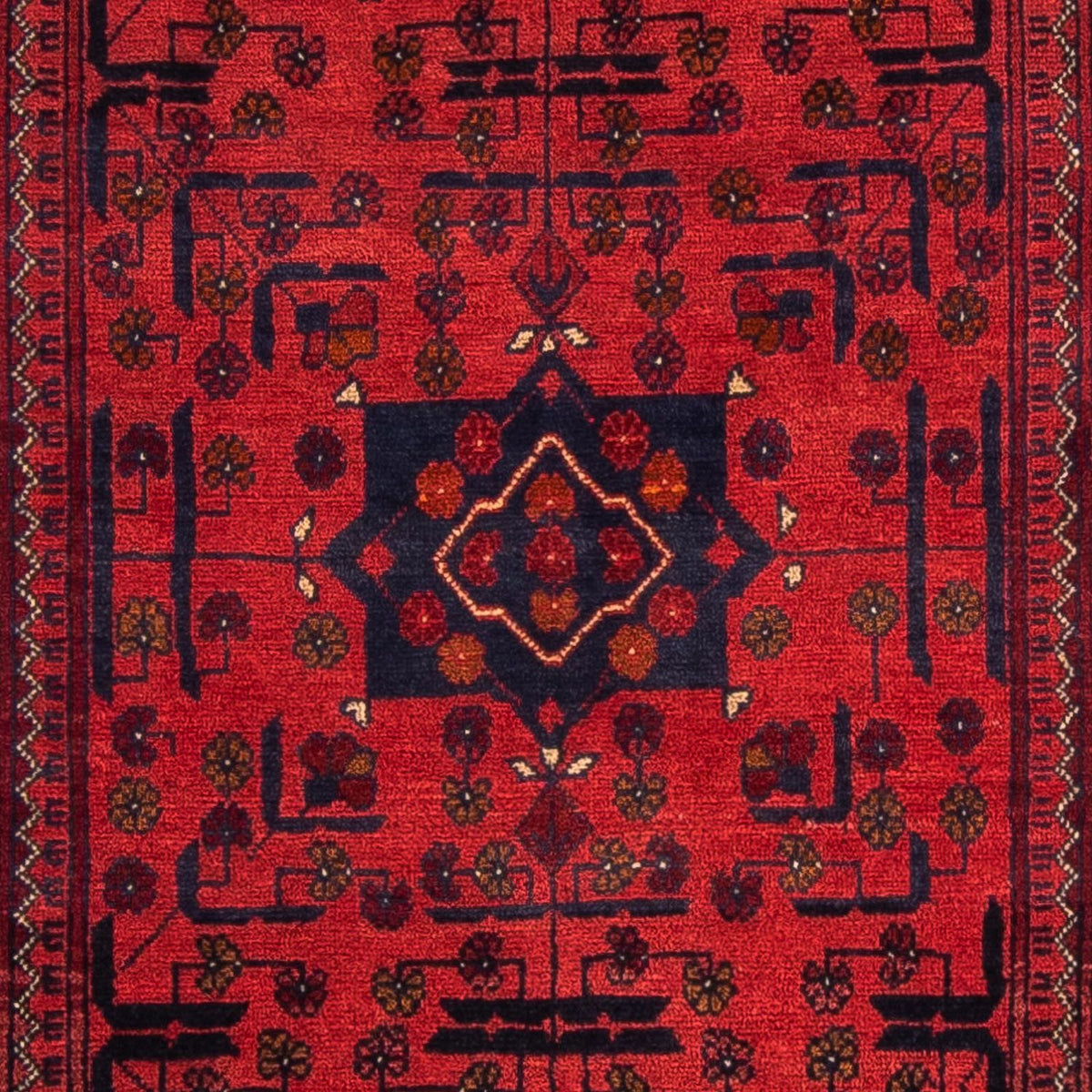 Tapis de couloir Tapis afghan - Kunduz - 298 x 79 cm - rouge foncé