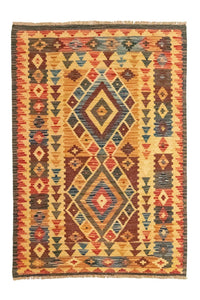 Tapis Kelim - Oriental - 127 x 86 cm - jaune