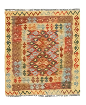Tapis Kelim - Oriental carré  - 115 x 106 cm - multicolore
