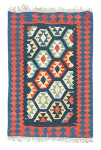 Tapis Kelim - Oriental - 122 x 82 cm - bleu