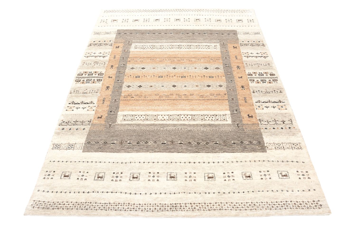 Tapis Gabbeh - Loribaft Indus - 201 x 140 cm - beige foncé