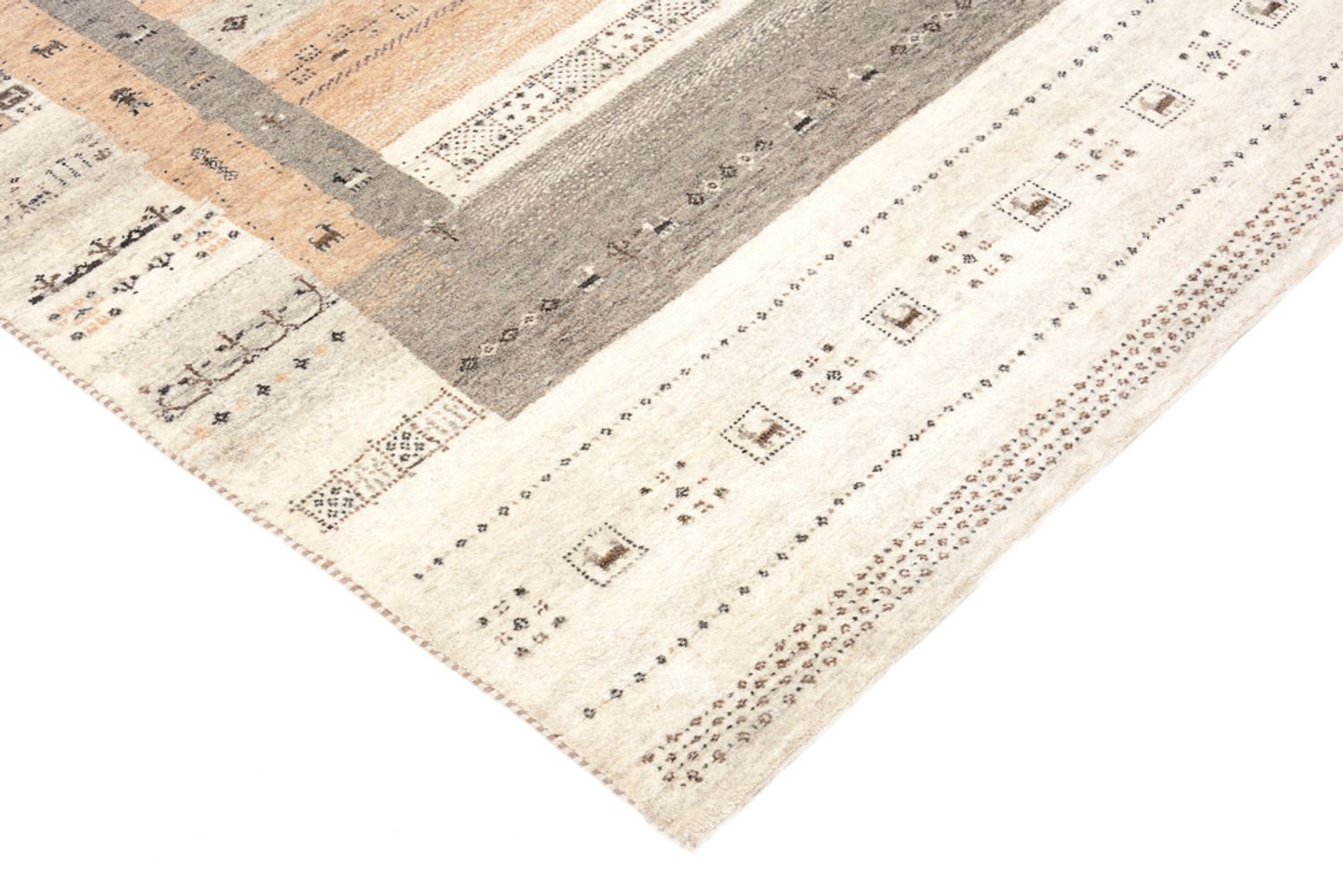 Tapis Gabbeh - Loribaft Indus - 201 x 140 cm - beige foncé