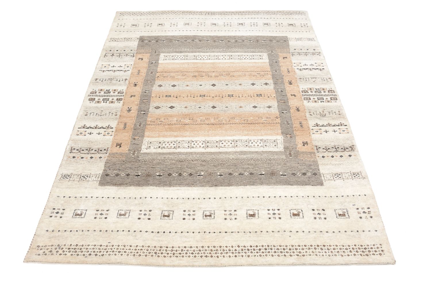 Tapis Gabbeh - Loribaft Indus - 201 x 140 cm - beige foncé