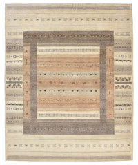 Tapis Gabbeh - Loribaft Indus - 302 x 248 cm - beige foncé