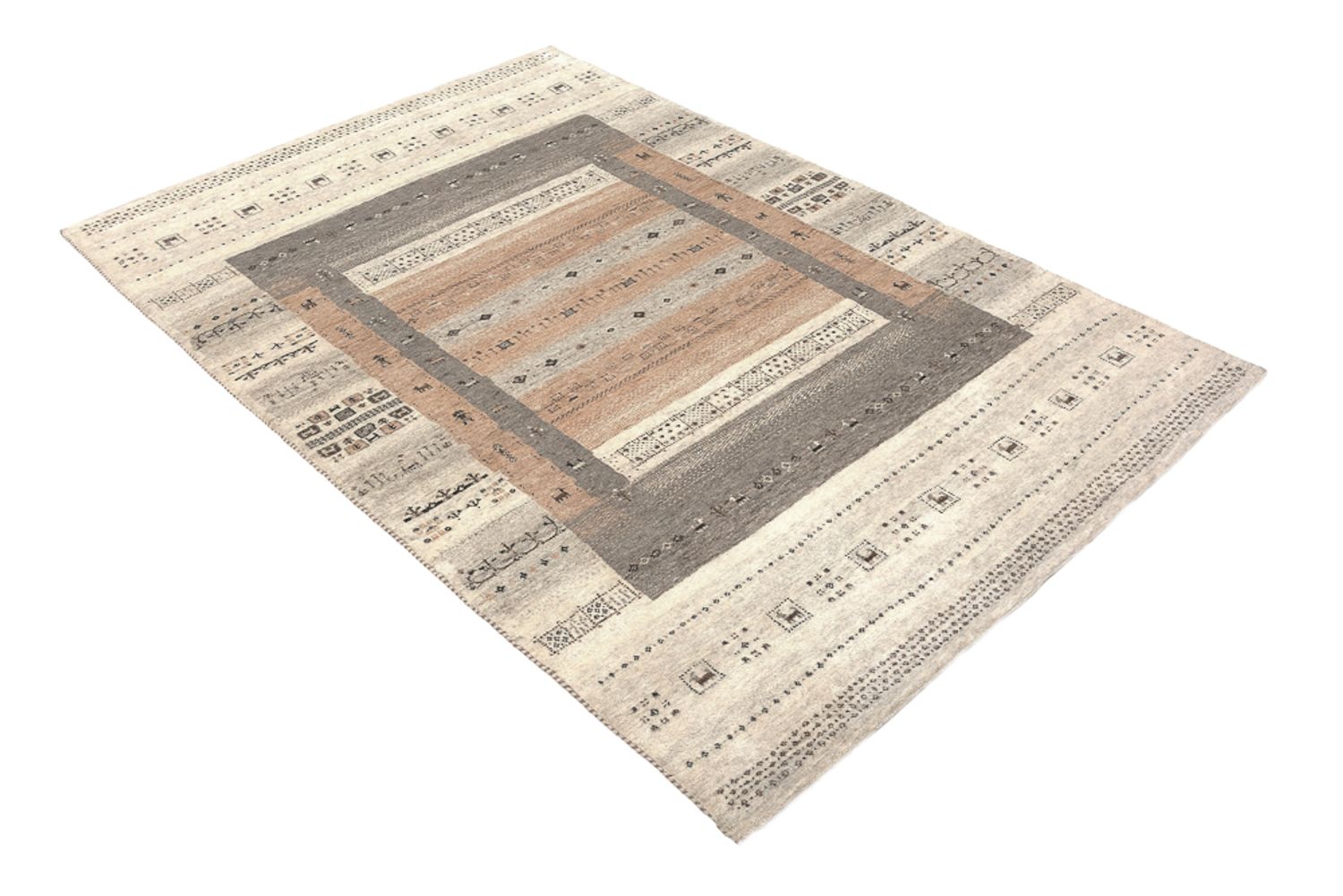 Tapis Gabbeh - Loribaft Indus - 302 x 248 cm - beige foncé
