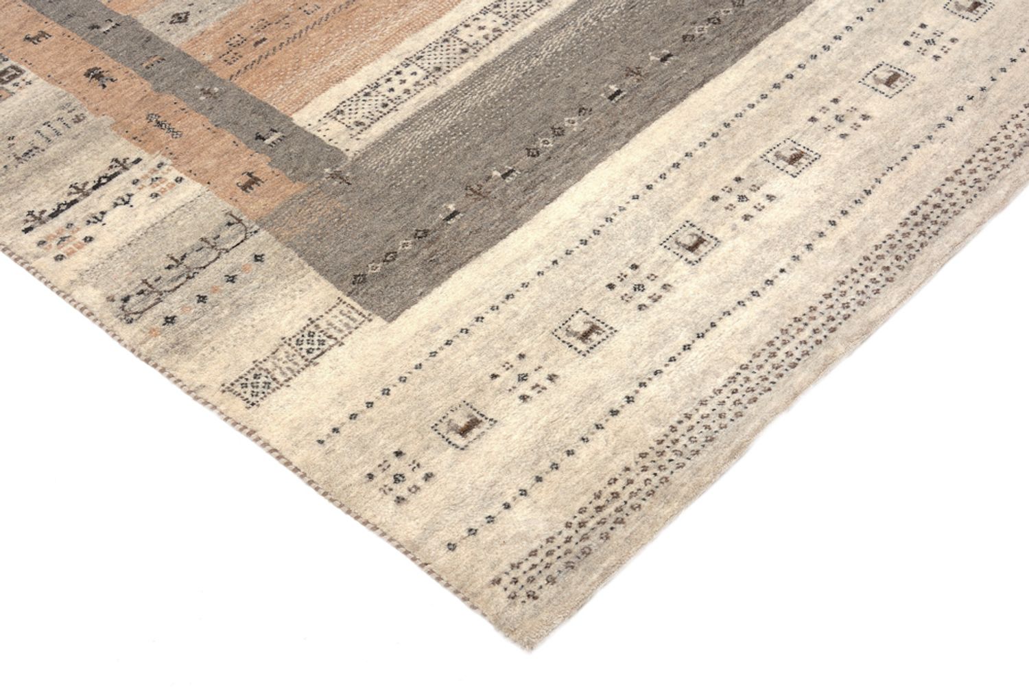 Tapis Gabbeh - Loribaft Indus - 302 x 248 cm - beige foncé