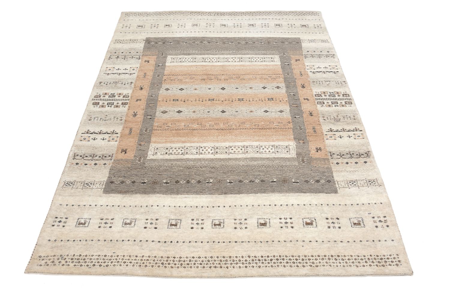 Tapis Gabbeh - Loribaft Indus - 302 x 248 cm - beige foncé