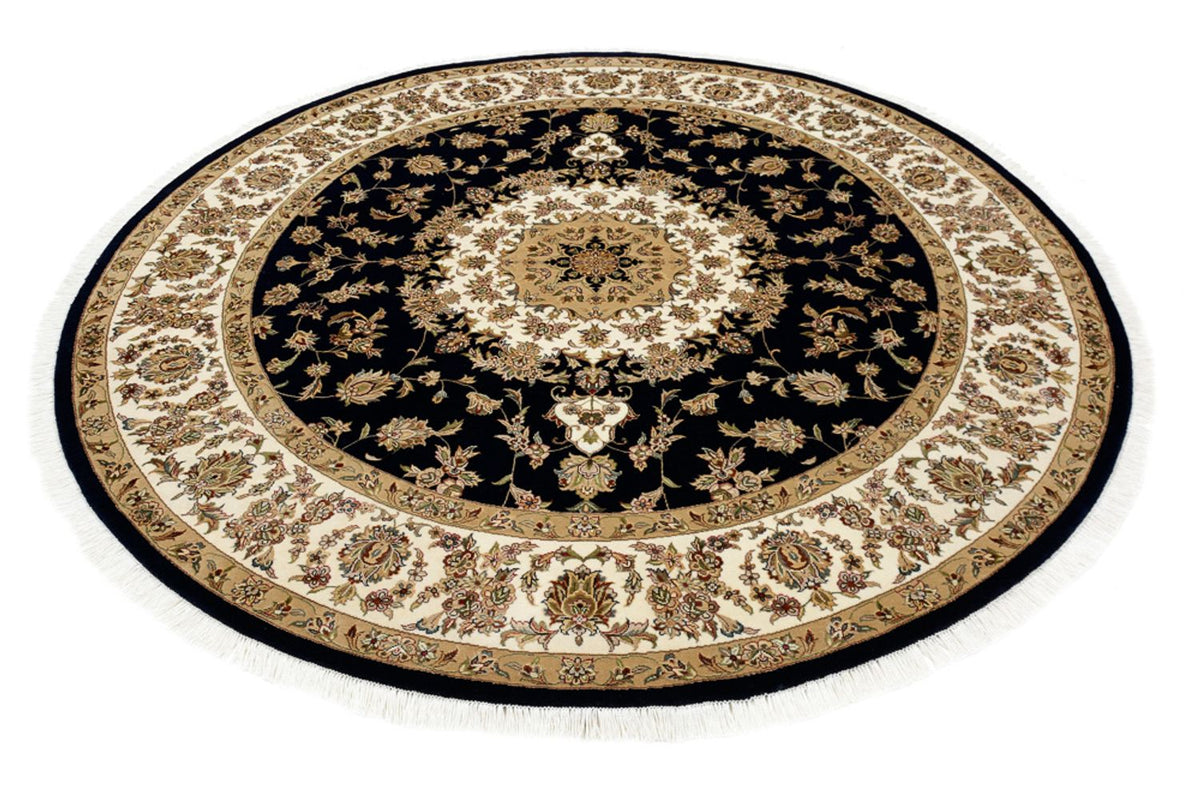 Tapis oriental - Tabriz ronde  - 218 x 216 cm - bleu foncé