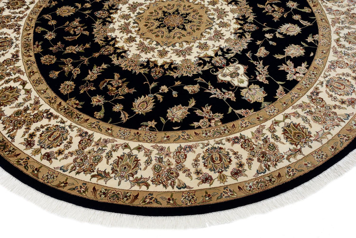Tapis oriental - Tabriz ronde  - 218 x 216 cm - bleu foncé
