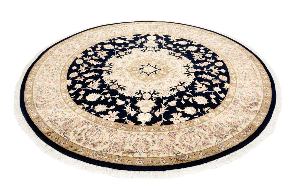 Tapis oriental - Tabriz ronde  - 218 x 216 cm - bleu foncé
