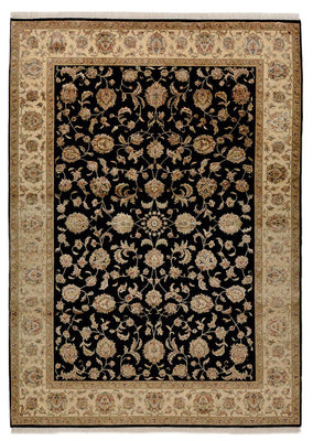 Tapis oriental - Tabriz - 214 x 155 cm - bleu foncé