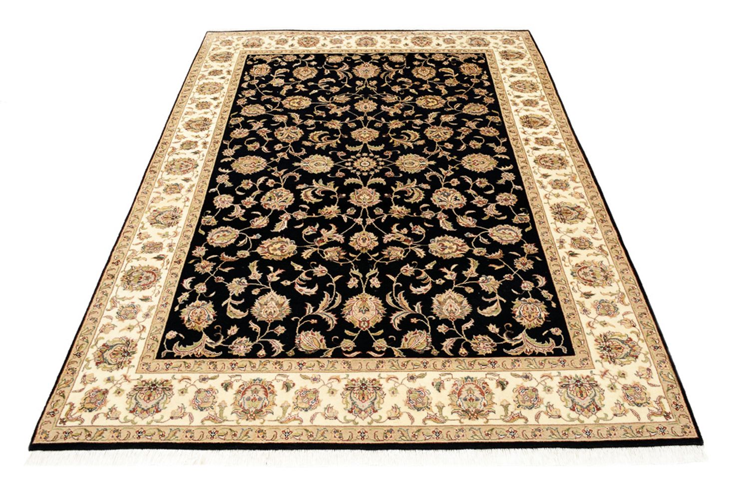 Tapis oriental - Tabriz - 214 x 155 cm - bleu foncé
