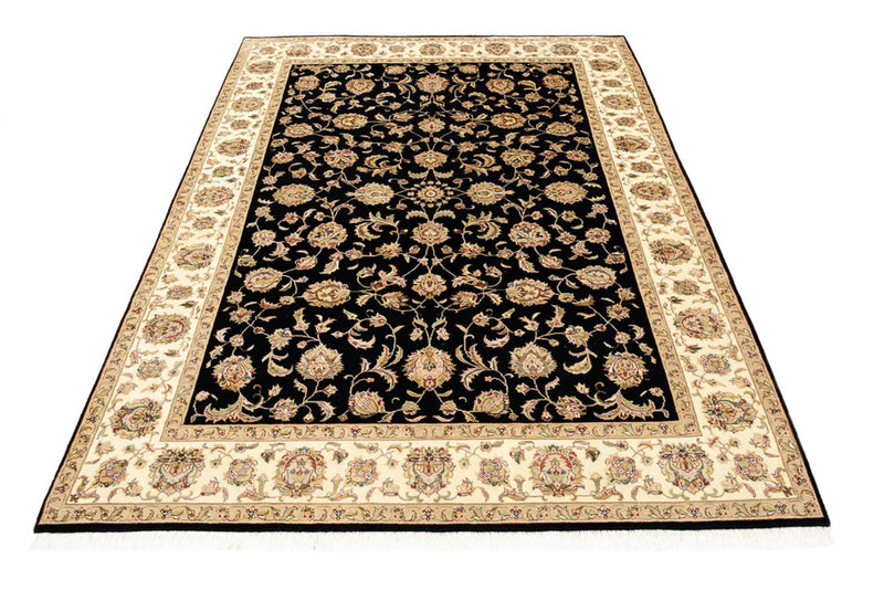 Tapis oriental - Tabriz - 214 x 155 cm - bleu foncé
