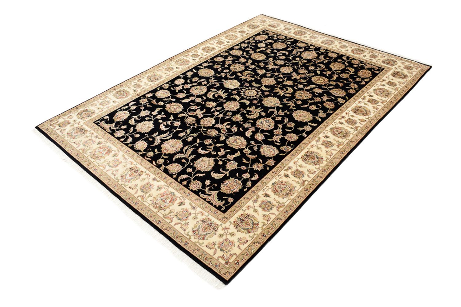 Tapis oriental - Tabriz - 214 x 155 cm - bleu foncé