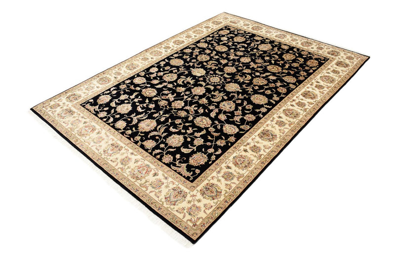Tapis oriental - Tabriz - 214 x 155 cm - bleu foncé