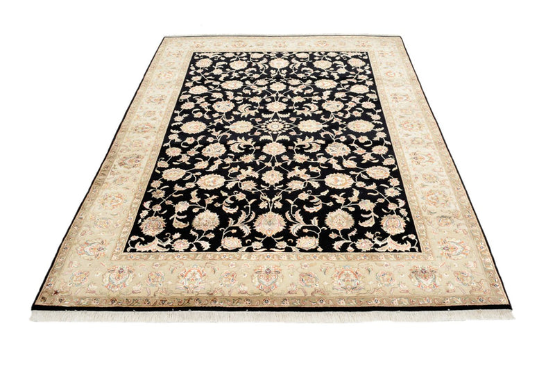 Tapis oriental - Tabriz - 214 x 155 cm - bleu foncé