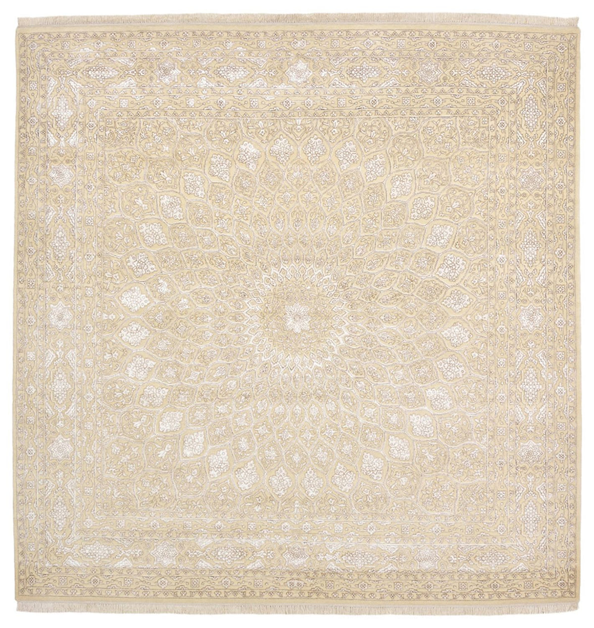 Tapis oriental carré  - 246 x 245 cm - beige foncé