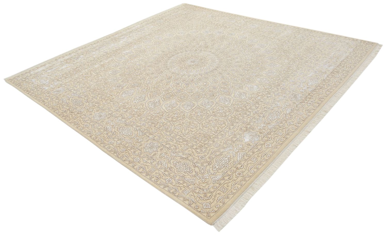 Tapis oriental carré  - 246 x 245 cm - beige foncé