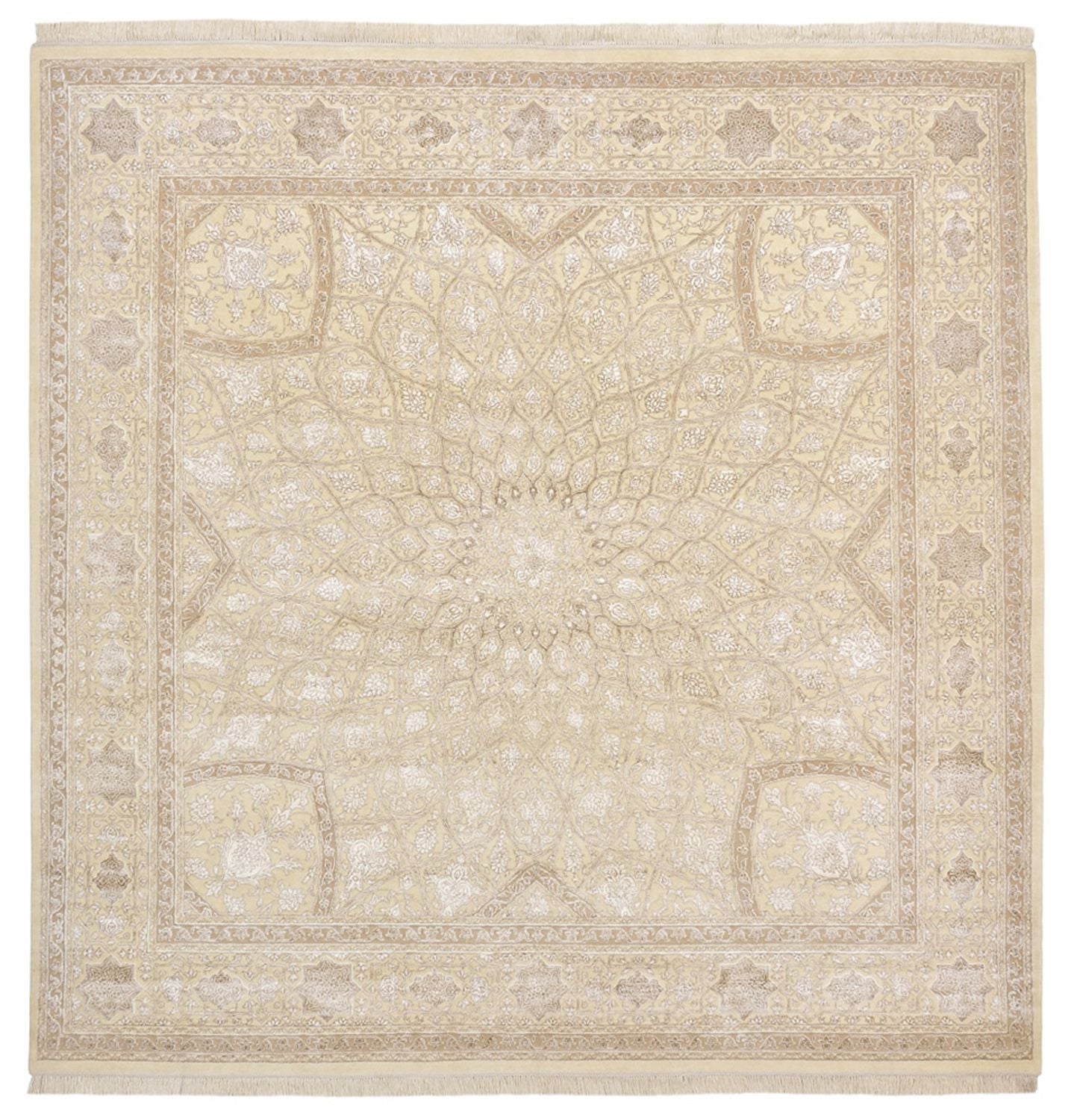 Tapis oriental carré  - 251 x 249 cm - beige foncé