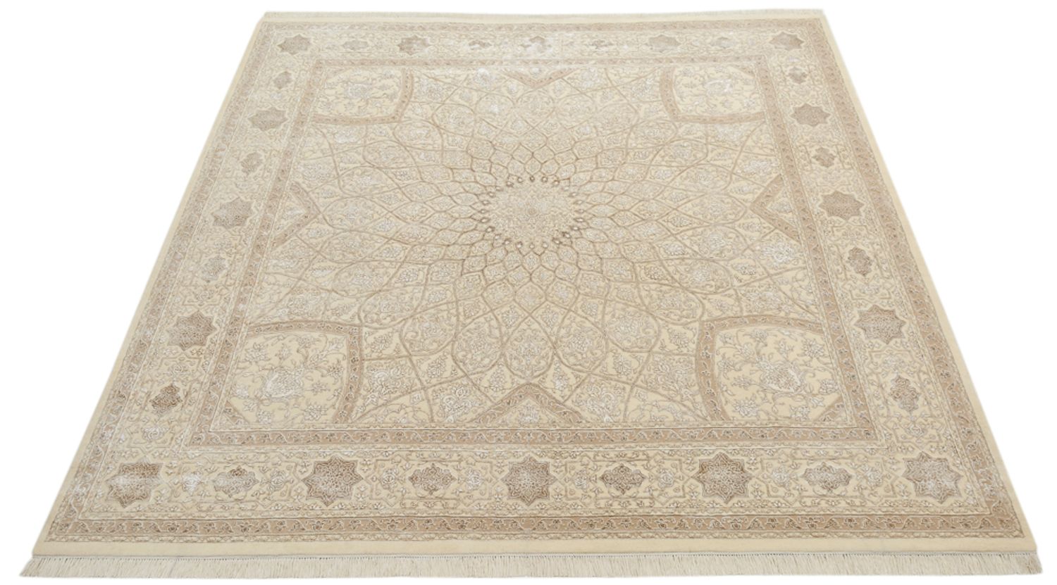 Tapis oriental carré  - 251 x 249 cm - beige foncé