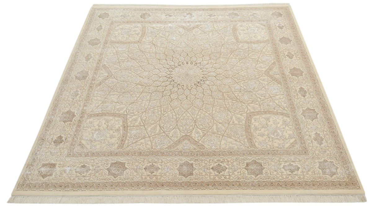 Tapis oriental carré  - 251 x 249 cm - beige foncé
