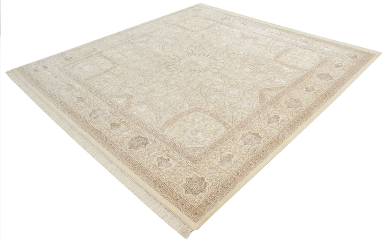 Tapis oriental carré  - 251 x 249 cm - beige foncé