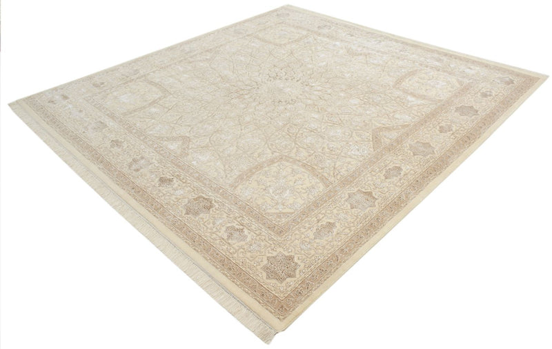 Tapis oriental carré  - 251 x 249 cm - beige foncé