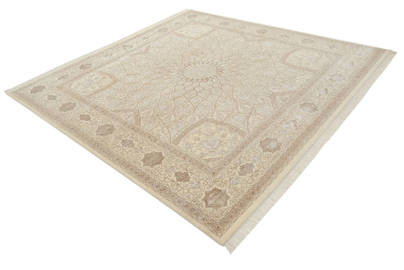 Tapis oriental carré  - 251 x 249 cm - beige foncé