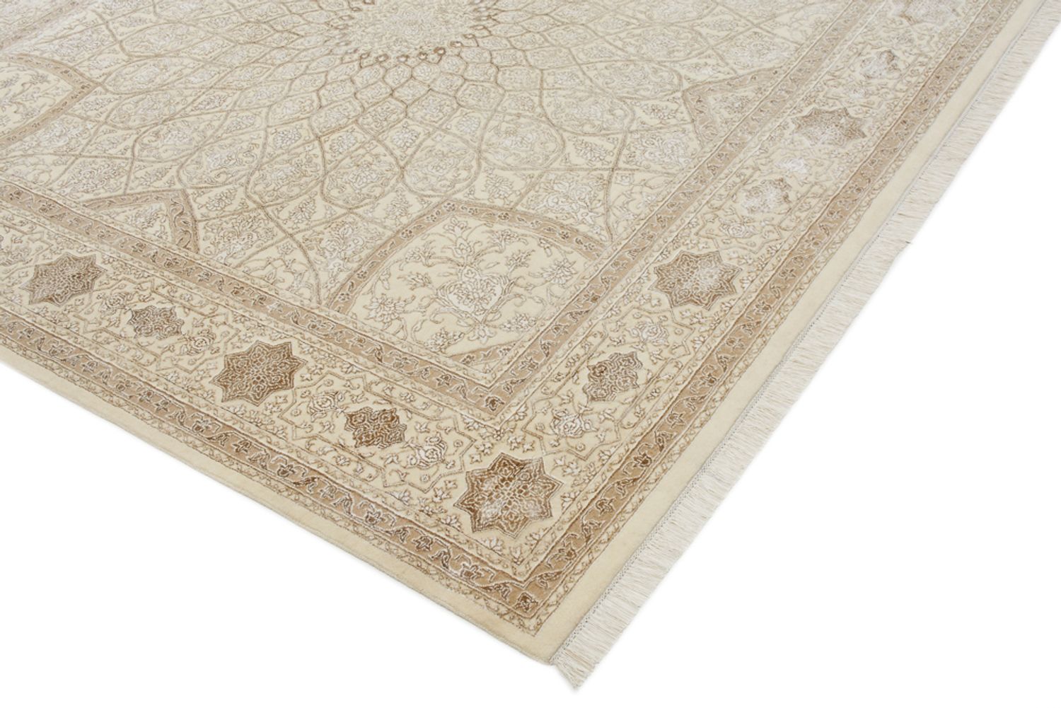 Tapis oriental carré  - 251 x 249 cm - beige foncé