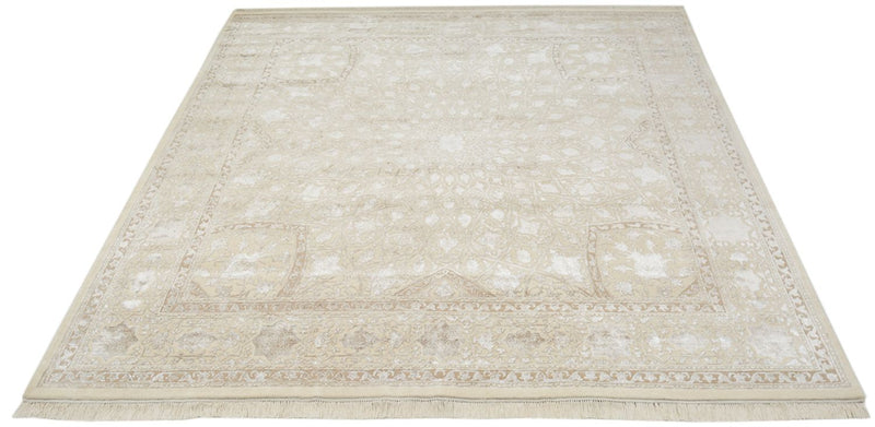 Tapis oriental carré  - 251 x 249 cm - beige foncé